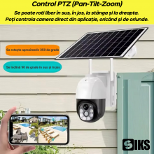 Camera Supraveghere Video SIKS Cu Sim 4G, Incarcare Solara, Slot MicroSD, Cu Panou Solar Inclus, Rotire Prin Aplicatie, Veder...