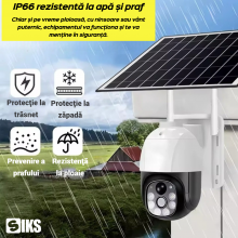 Camera Supraveghere Video SIKS Cu Sim 4G, Incarcare Solara, Slot MicroSD, Cu Panou Solar Inclus, Rotire Prin Aplicatie, Veder...