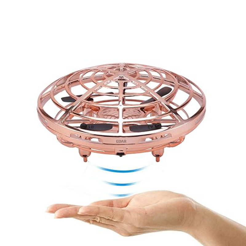Disc Zburator Interactiv EDAR, Mini Drona OZN, Cu 5 Senzori Infrarosu, Lumina Led, Control Prin Gesticule, Incarcare USB, Auriu