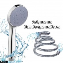Para Cap De Dus EDAR Cu Furtun Inox 120 Cm Si Accesorii, Contine Accesorii De Montaj, Argintiu