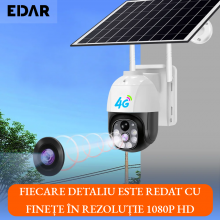 Camera Supraveghere EDAR 4G Cu SIM, Incarcare Solara, Panou Inclus, Slot MicroSD, Control Prin Aplicatie, IR Night Vision, Se...