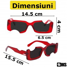 Ochelari SIKS De Soare Unisex, Model Decupat, Rosu