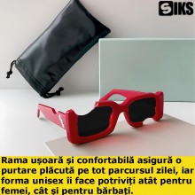 Ochelari SIKS De Soare Unisex, Model Decupat, Rosu Ochelari SIKS De Soare Unisex, Model Decupat, Rosu