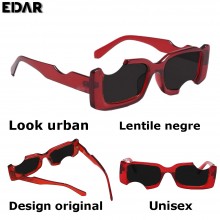 Ochelari EDAR De Soare Unisex, Design Decupat, Model Rosu Ochelari EDAR De Soare Unisex, Design Decupat, Model Rosu