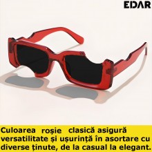Ochelari EDAR De Soare Unisex, Design Decupat, Model Rosu Ochelari EDAR De Soare Unisex, Design Decupat, Model Rosu