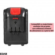 Acumulator Reincarcabil De Rezerva EDAR cu 2 Pini, Compatibil cu Fierastrau Portabil, Motocoasa, Aparat De Spalat Cu Presiune...
