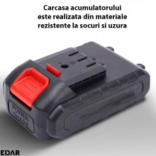 Acumulator Reincarcabil De Rezerva EDAR cu 2 Pini, Compatibil cu Fierastrau Portabil, Motocoasa, Aparat De Spalat Cu Presiune...