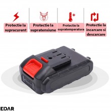 Acumulator Reincarcabil De Rezerva EDAR cu 2 Pini, Compatibil cu Fierastrau Portabil, Motocoasa, Aparat De Spalat Cu Presiune...