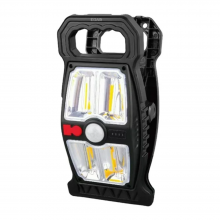 Lampa Solara De Exterior EDAR, Portabila, Cu Senzor Miscare, Incarcare Dubla USB + Solara, 3 Trepte Intensitate, Prindere Uni...