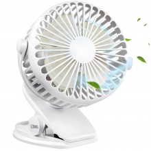 Ventilator SIKS Portabil De Birou/Carucior/Camping Cu Clips, 3 Nivele De Intensitate, Rotire 720 grade, 5 V, Autonomie Bateri...