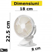 Ventilator SIKS Portabil De Birou/Carucior/Camping Cu Clips, 3 Nivele De Intensitate, Rotire 720 grade, 5 V, Autonomie Bateri... Ventilator SIKS Portabil De Birou/Carucior/Camping Cu Clips, 3 Nivele De Intensitate, Rotire 720 grade, 5 V, Autonomie Bateri...