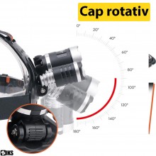 Lanterna Frontala De Cap Cu LED SIKS Cu Acumulator, 3 LED-uri Puternice, Pentru Pescuit, Vanatoare, Atelier, 5000 lumeni, 3 M... Lanterna Frontala De Cap Cu LED SIKS Cu Acumulator, 3 LED-uri Puternice, Pentru Pescuit, Vanatoare, Atelier, 5000 lumeni, 3 M...