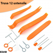 Trusa 12 Unelte Pentru Demontat Interior Auto EDAR, Panouri Bord Si Usi, Radio, Navigatie, Plastic/Metal, Portocaliu/Argintiu