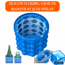Recipient 2 în 1 EDAR, Forma De Gheata Si Racitor Bauturi, Economisire Spatiu,120 Cuburi, Silicon Flexibil, Capac Si Design C...