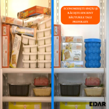 Recipient 2 în 1 EDAR, Forma De Gheata Si Racitor Bauturi, Economisire Spatiu,120 Cuburi, Silicon Flexibil, Capac Si Design C...