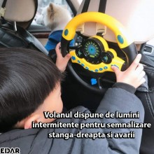 Volan Interactiv De Jucarie EDAR, Sunete De Masina, Lumini, Semnalizarem Avarii, Acceleratie, Galben/Negru, Functionare Pe Ba...