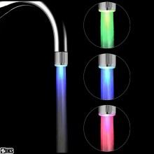 Cap Robinet SIKS Tip Duza cu Lumina LED Colorata Ambientala, Plastic, Universal, Argintiu