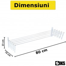 Uscator De Rufe Metalic Extensibil SIKS Cu Fixare In Perete, Pliabil, 5 Bare 80 cm, Capacitate De Uscare 3.5 metri, Ideal Bal... Uscator De Rufe Metalic Extensibil SIKS Cu Fixare In Perete, Pliabil, 5 Bare 80 cm, Capacitate De Uscare 3.5 metri, Ideal Bal...