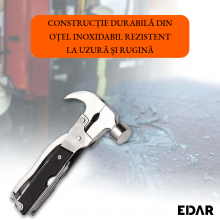 Unealta Multifunctionala 18 In 1 EDAR, Cu Ciocan, Piler, Fierastrau, Cutit, Surubelnite, Deschizator Si Chei, Ideala Pentru C...