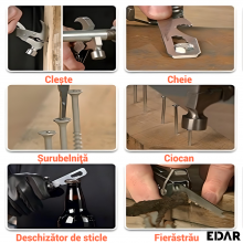 Unealta Multifunctionala 18 In 1 EDAR, Cu Ciocan, Piler, Fierastrau, Cutit, Surubelnite, Deschizator Si Chei, Ideala Pentru C... Unealta Multifunctionala 18 In 1 EDAR, Cu Ciocan, Piler, Fierastrau, Cutit, Surubelnite, Deschizator Si Chei, Ideala Pentru C...