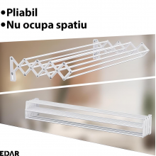 Uscator De Rufe Extensibil EDAR Cu Montare Pe Perete, Metalic, Nu Ocupa Spatiu, Capacitate De Uscare 3.5 Metri, Latime 80 Cm,...