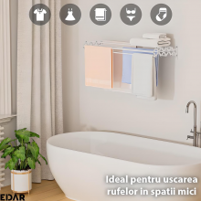 Uscator De Rufe Extensibil EDAR Cu Montare Pe Perete, Metalic, Nu Ocupa Spatiu, Capacitate De Uscare 3.5 Metri, Latime 80 Cm,... Uscator De Rufe Extensibil EDAR Cu Montare Pe Perete, Metalic, Nu Ocupa Spatiu, Capacitate De Uscare 3.5 Metri, Latime 80 Cm,...