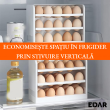 Organizator Oua Frigider EDAR, 30 Oua, Design Rabatabil, 3 Nivele, Economie De Spatiu, Plastic, Alb Organizator Oua Frigider EDAR, 30 Oua, Design Rabatabil, 3 Nivele, Economie De Spatiu, Plastic, Alb