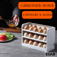 Organizator Oua Frigider EDAR, 30 Oua, Design Rabatabil, 3 Nivele, Economie De Spatiu, Plastic, Alb Organizator Oua Frigider EDAR, 30 Oua, Design Rabatabil, 3 Nivele, Economie De Spatiu, Plastic, Alb