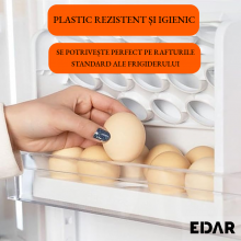 Organizator Oua Frigider EDAR, 30 Oua, Design Rabatabil, 3 Nivele, Economie De Spatiu, Plastic, Alb Organizator Oua Frigider EDAR, 30 Oua, Design Rabatabil, 3 Nivele, Economie De Spatiu, Plastic, Alb