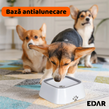 Adapator Antistropire EDAR Pentru Caini Si Pisici, Bol Cu Rama Flotanta Si Baza Antialunecare, 1.5L, Alb