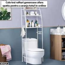 Raft Baie EDAR Cu 3 Rafturi, Montare Deasupra Toaletei, Organizare Si Depozitare, Dimensiuni 155 x 25 x 46 cm, Alb Raft Baie EDAR Cu 3 Rafturi, Montare Deasupra Toaletei, Organizare Si Depozitare, Dimensiuni 155 x 25 x 46 cm, Alb