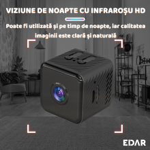 Mini Camera Spion EDAR, Full HD 1080p, WiFi, Microfon Integrat, Vedere Nocturna, Live Streaming, Suport Magnetic, Slot Card T... Mini Camera Spion EDAR, Full HD 1080p, WiFi, Microfon Integrat, Vedere Nocturna, Live Streaming, Suport Magnetic, Slot Card T...