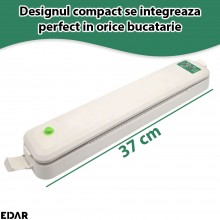 Aparat De Vidat EDAR, Usor De Folosit Si Depozitat, Ideal Pentru Sigilat Alimente, Cablu Alimentare, 37 Cm, Alb