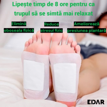 Plasturi Detox EDAR Pentru Picioare, 10 Bucati, Eliminare Toxine Si Imbunatatirea Circulatiei, Revitalizare Organism, Uz Nocturn
