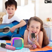 Set Complet Statie Smart SIKS Microfon Si Boxa Wireless Pentru Karaoke, 2 Microfoane, Copii / Adulti, Kit 2 in 1, Aparat Port...