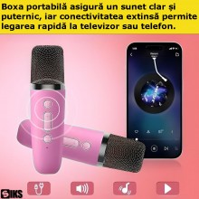 Set Complet Statie Smart SIKS Microfon Si Boxa Wireless Pentru Karaoke, 2 Microfoane, Copii / Adulti, Kit 2 in 1, Aparat Port... Set Complet Statie Smart SIKS Microfon Si Boxa Wireless Pentru Karaoke, 2 Microfoane, Copii / Adulti, Kit 2 in 1, Aparat Port...