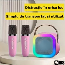 Set Complet Statie Smart SIKS Microfon Si Boxa Wireless Pentru Karaoke, 2 Microfoane, Copii / Adulti, Kit 2 in 1, Aparat Port... Set Complet Statie Smart SIKS Microfon Si Boxa Wireless Pentru Karaoke, 2 Microfoane, Copii / Adulti, Kit 2 in 1, Aparat Port...