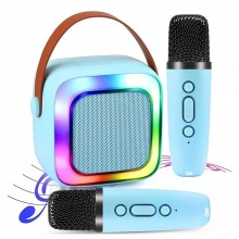 Set Complet Statie Smart SIKS Microfon Si Boxa Wireless Pentru Karaoke, 2 Microfoane, Copii / Adulti, Kit 2 in 1, Aparat Port...
