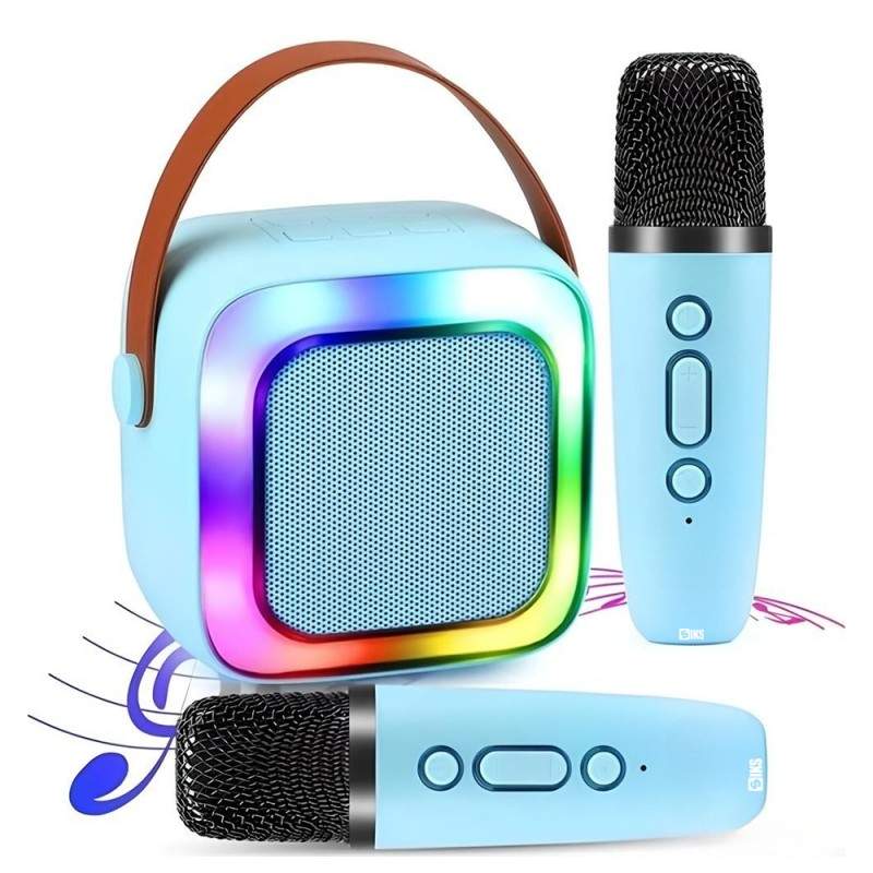 Set Complet Statie Smart SIKS Microfon Si Boxa Wireless Pentru Karaoke, 2 Microfoane, Copii / Adulti, Kit 2 in 1, Aparat Port...