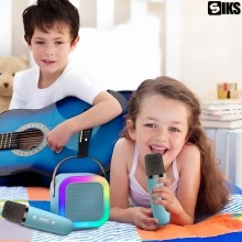 Set Complet Statie Smart SIKS Microfon Si Boxa Wireless Pentru Karaoke, 2 Microfoane, Copii / Adulti, Kit 2 in 1, Aparat Port...