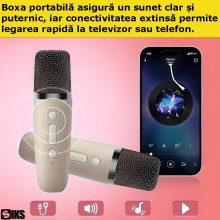 Set Complet Statie Smart SIKS Microfon Si Boxa Wireless Pentru Karaoke, 2 Microfoane, Copii / Adulti, Kit 2 in 1, Aparat Port... Set Complet Statie Smart SIKS Microfon Si Boxa Wireless Pentru Karaoke, 2 Microfoane, Copii / Adulti, Kit 2 in 1, Aparat Port...