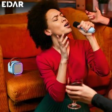 Kit Complet EDAR Statie Smart Cu Microfon Si Boxa Wireless Pentru Karaoke, 2 Microfoane, Potrivit Pentru Copii Si Adulti, Apa...