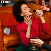Kit Complet EDAR Statie Smart Cu Microfon Si Boxa Wireless Pentru Karaoke, 2 Microfoane, Potrivit Pentru Copii Si Adulti, Apa...