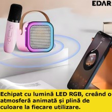Kit Complet EDAR Statie Smart Cu Microfon Si Boxa Wireless Pentru Karaoke, 2 Microfoane, Potrivit Pentru Copii Si Adulti, Apa... Kit Complet EDAR Statie Smart Cu Microfon Si Boxa Wireless Pentru Karaoke, 2 Microfoane, Potrivit Pentru Copii Si Adulti, Apa...