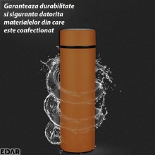 Termos Inteligent EDAR Cu Afisaj Temperatura, Display Luminos, Tactil, Interior Inox, 500 Ml, Maro Termos Inteligent EDAR Cu Afisaj Temperatura, Display Luminos, Tactil, Interior Inox, 500 Ml, Maro
