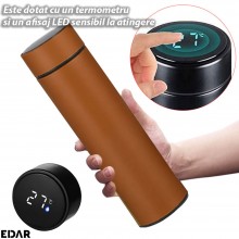 Termos Inteligent EDAR Cu Afisaj Temperatura, Display Luminos, Tactil, Interior Inox, 500 Ml, Maro Termos Inteligent EDAR Cu Afisaj Temperatura, Display Luminos, Tactil, Interior Inox, 500 Ml, Maro