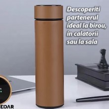 Termos Inteligent EDAR Cu Afisaj Temperatura, Display Luminos, Tactil, Interior Inox, 500 Ml, Maro Termos Inteligent EDAR Cu Afisaj Temperatura, Display Luminos, Tactil, Interior Inox, 500 Ml, Maro
