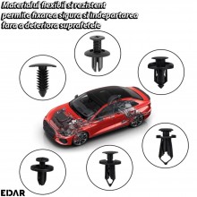 Set 415 Clipsuri Auto EDAR Universale, Mixte, Usor de Instalatat, Pentru Prindere Panouri si Ornamente, Negru/Alb, Compatibil... Set 415 Clipsuri Auto EDAR Universale, Mixte, Usor de Instalatat, Pentru Prindere Panouri si Ornamente, Negru/Alb, Compatibil...
