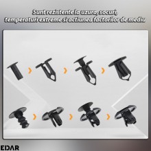Set 415 Clipsuri Auto EDAR Universale, Mixte, Usor de Instalatat, Pentru Prindere Panouri si Ornamente, Negru/Alb, Compatibil... Set 415 Clipsuri Auto EDAR Universale, Mixte, Usor de Instalatat, Pentru Prindere Panouri si Ornamente, Negru/Alb, Compatibil...