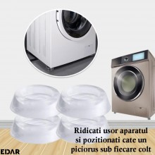 Set 4 Tampoane Anti-Vibratii si Antiderapante EDAR, Picioruse Universale pentru Masina de Spalat, Uscator, Frigider si Mobili...
